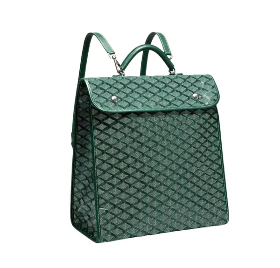 Green Designer Leather Backpack – Luxury Shoulder Bag, Crossbody, Tote, Handbag, School & Book Bag (Unisex)