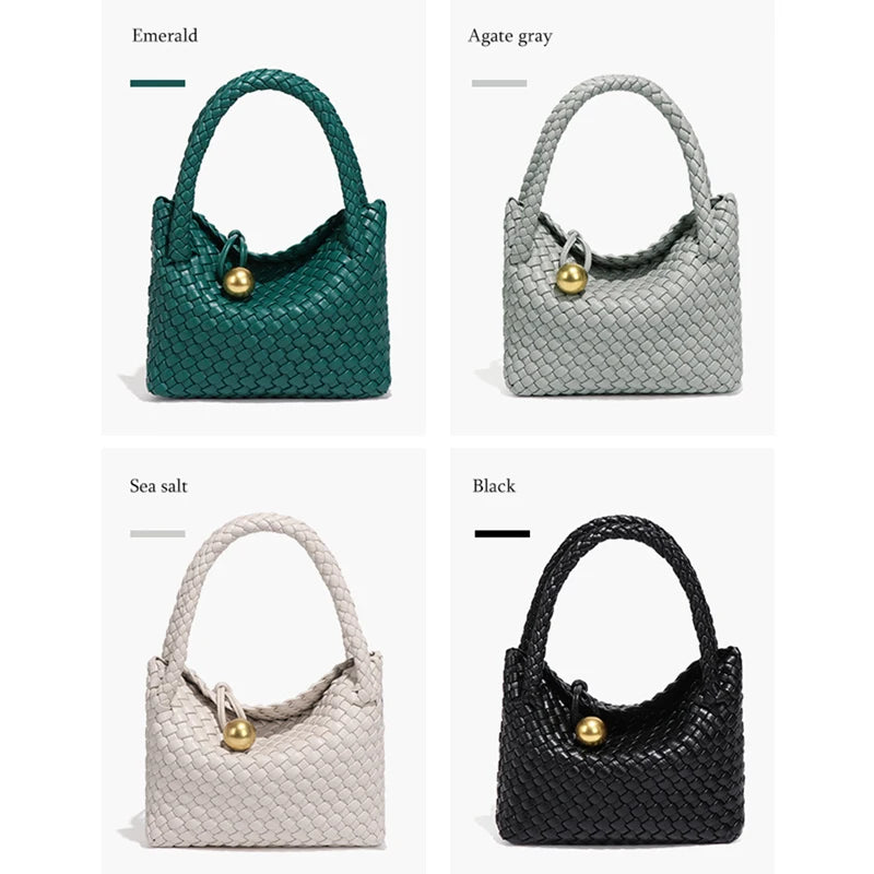Woven Shoulder Bag Vegan Leather Purse
