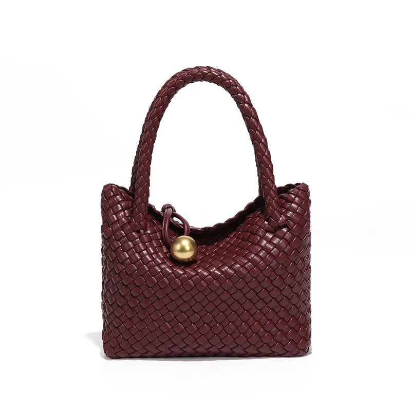 Woven Shoulder Bag Vegan Leather Purse
