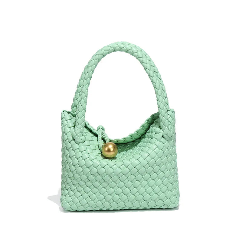 Woven Shoulder Bag Vegan Leather Purse