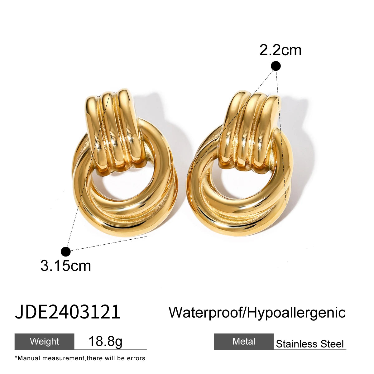 18K Plated 316L Stud Earrings