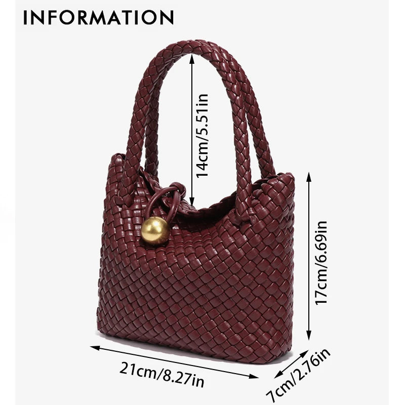 Woven Shoulder Bag Vegan Leather Purse