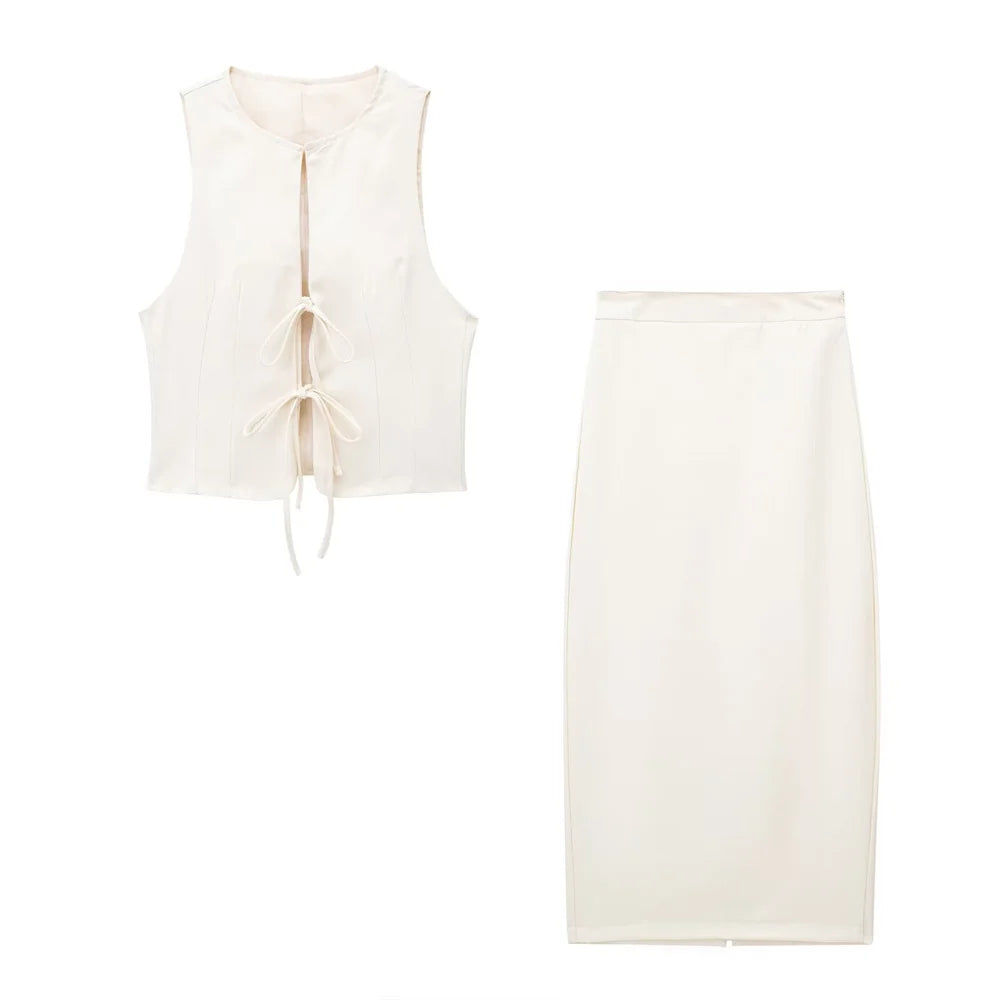 Slim fit Tank Top Slim fit High Waist Half skirt Set