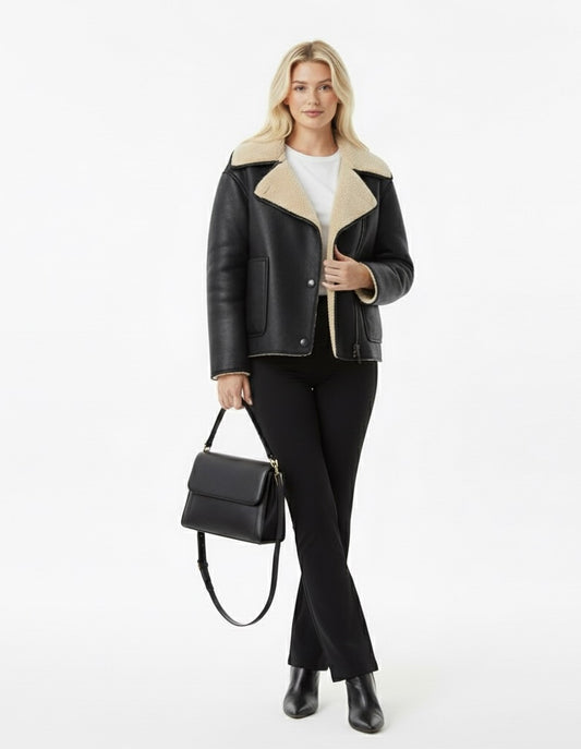 Autumn/Winter Women’s Coat – Long Sleeve Jacket with Fleece Collar