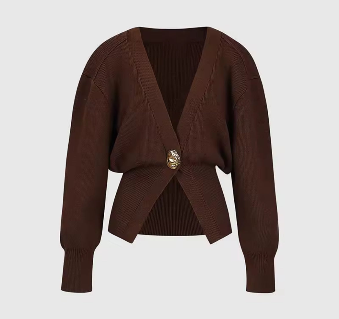 Elegant Knit Cardigan for Women – Casual V-Neck Sweater with One Button