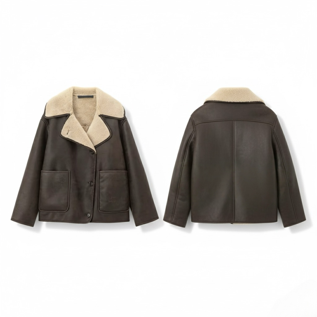 Autumn/Winter Women’s Coat – Long Sleeve Jacket with Fleece Collar