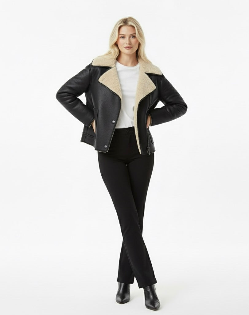 Autumn/Winter Women’s Coat – Long Sleeve Jacket with Fleece Collar