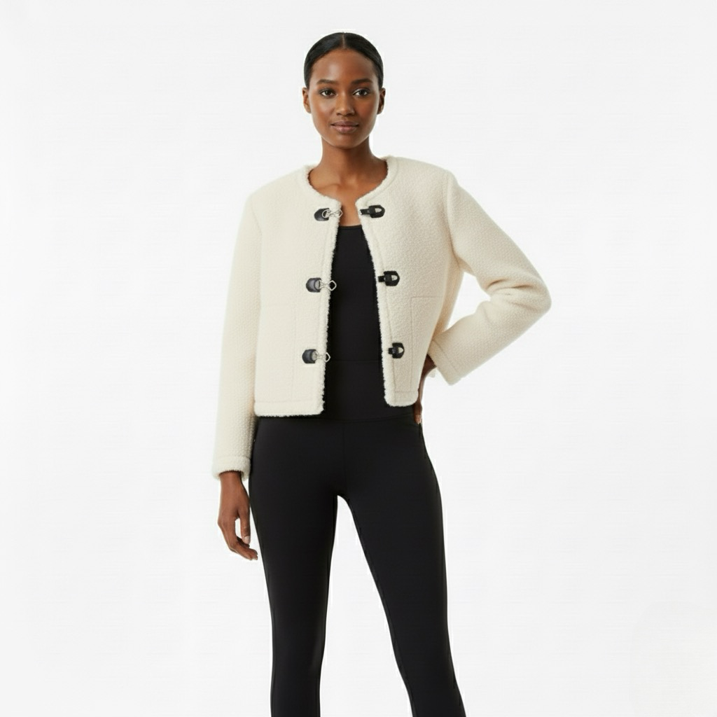 Women’s Thick Faux Fur Jacket – Warm Long Sleeve Coat with Front Toggle