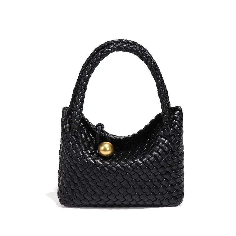 Woven Shoulder Bag Vegan Leather Purse