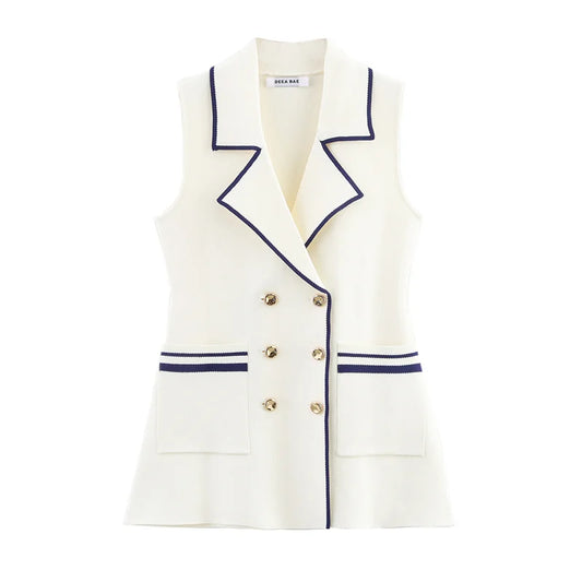White Sleeveless Knitted Vest