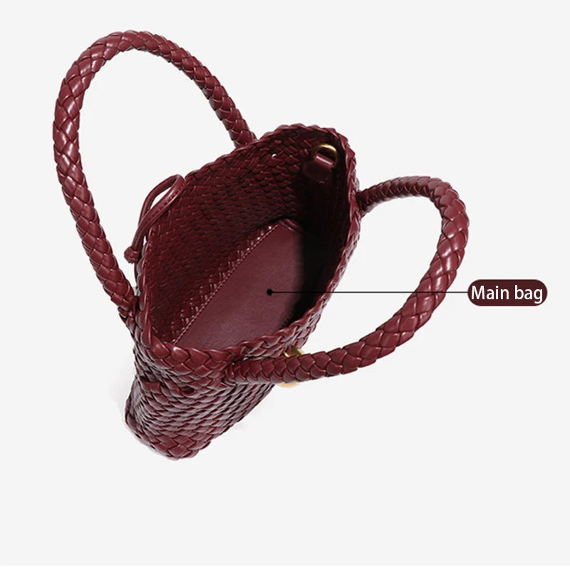 Woven Shoulder Bag Vegan Leather Purse