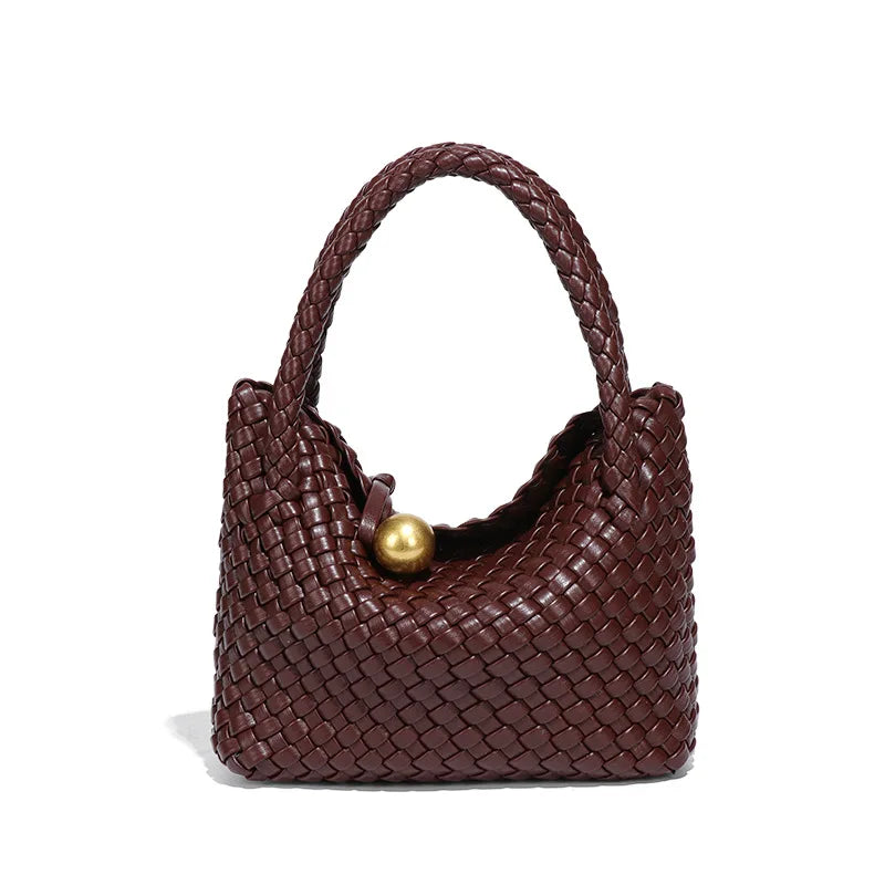 Woven Shoulder Bag Vegan Leather Purse