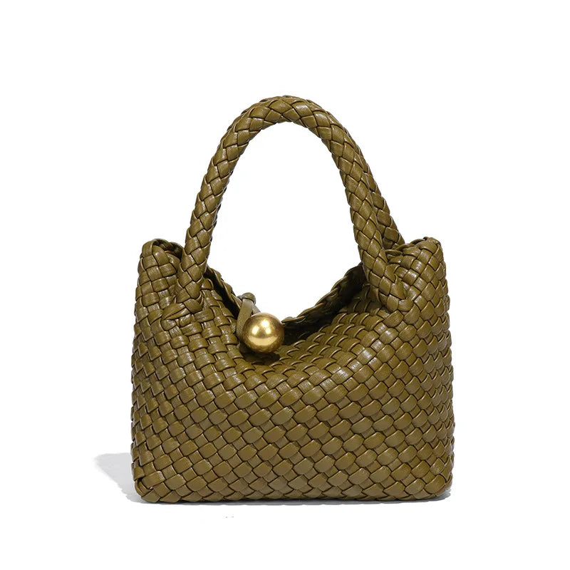 Woven Shoulder Bag Vegan Leather Purse