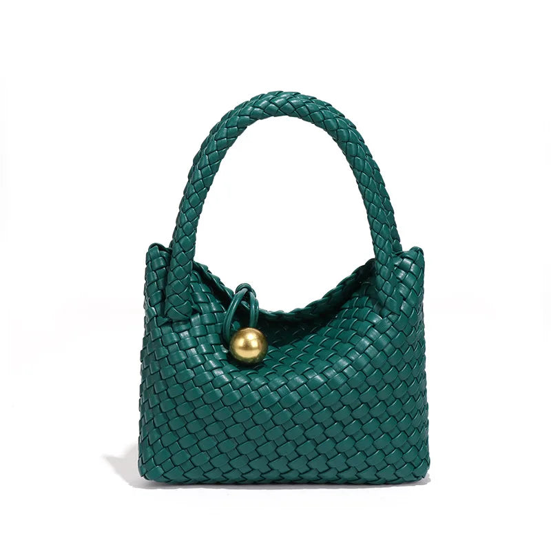 Woven Shoulder Bag Vegan Leather Purse
