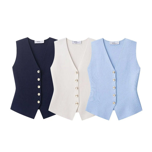 V-Neck Sleeveless Knitted Vest