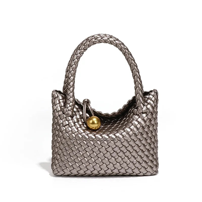 Woven Shoulder Bag Vegan Leather Purse