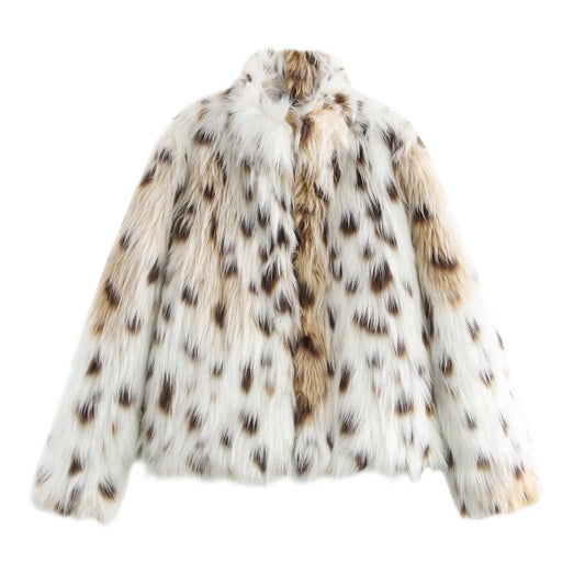 French Design Leopard Print Fur Coat