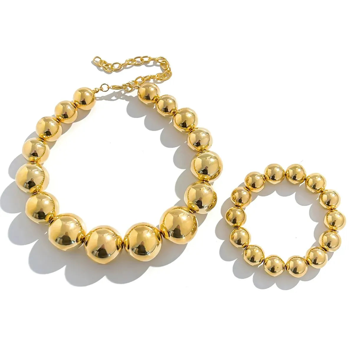 2Pcs Big CCB Beads Chain Necklace Bracelet for Women