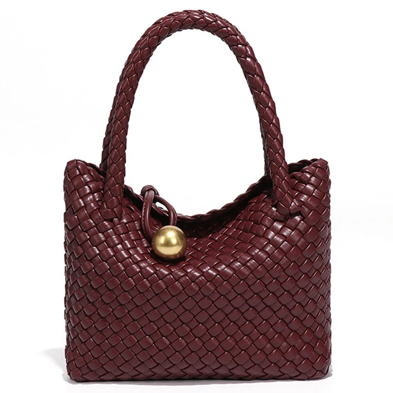 Woven Shoulder Bag Vegan Leather Purse